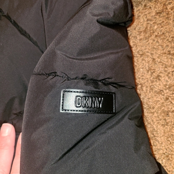DKNY Black Long Puffer Coat, Size Medium - Picture 8 of 11